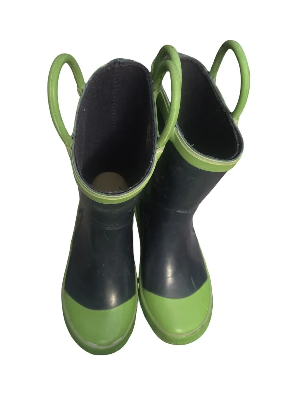 Northside Rainboots Kids Black and Green Pull-On Rain Boots Rubber Muckboots